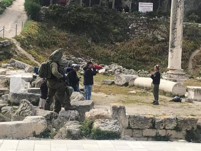 Settlers storm the archaeological area in Sebastia northwest of Nablus