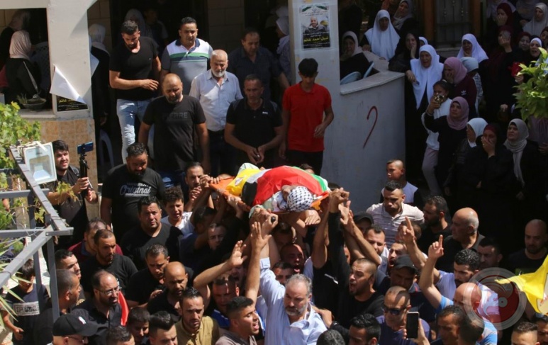 The funeral of the martyr Ghanem in Nablus