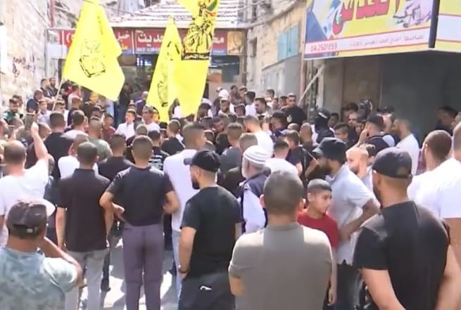 The funeral procession of the martyr Muhammad Saba'aneh in Jenin