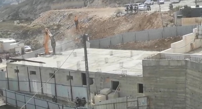 Demolition of a residential facility under construction in Beit Hanina