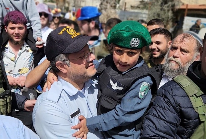 Ben Gvir dressed as a policeman on Purim