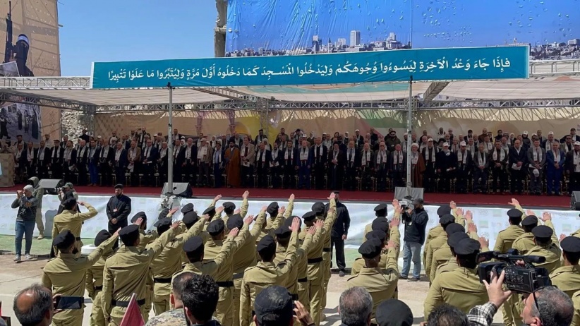 For the first time in years.. Yarmouk camp celebrates "Quds Day"  with a military parade